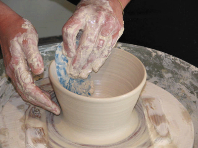 Shaping a bowl on the wheel